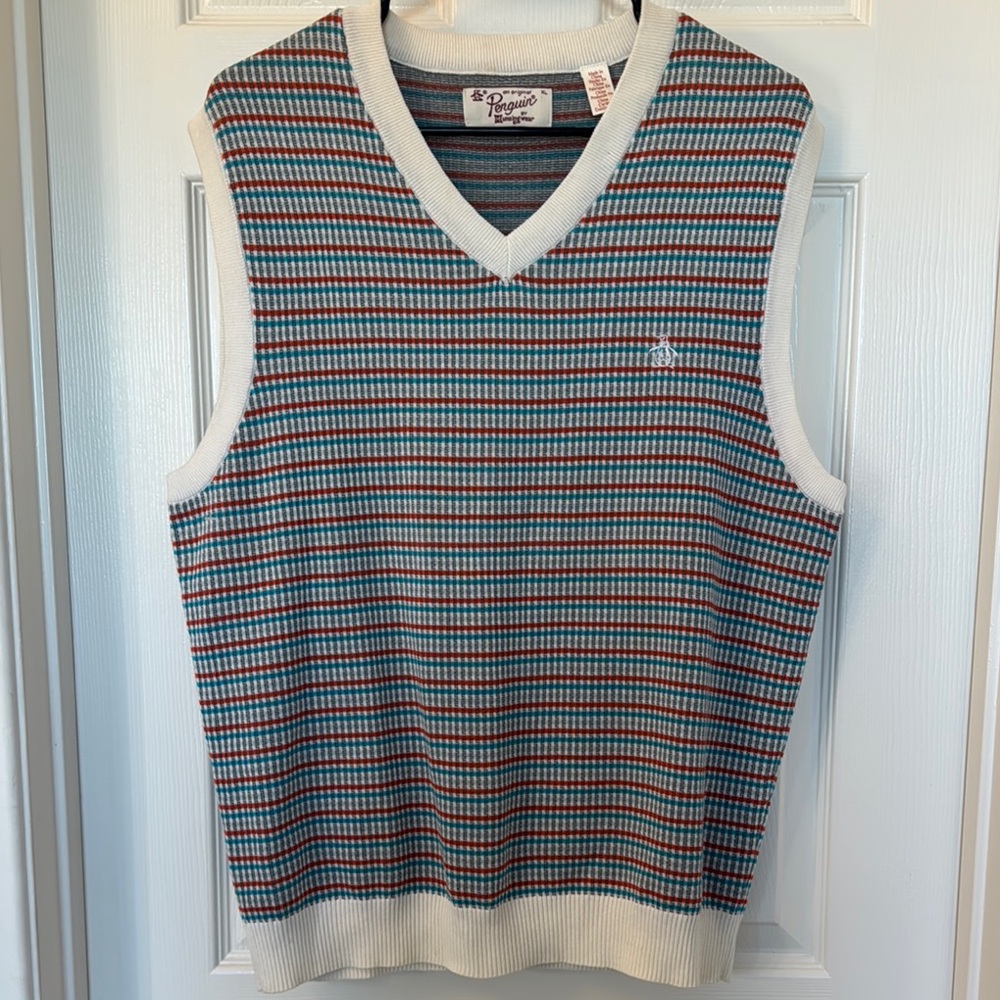 Penguin by Munsingwear Striped Sleeveless Sweater Vest
